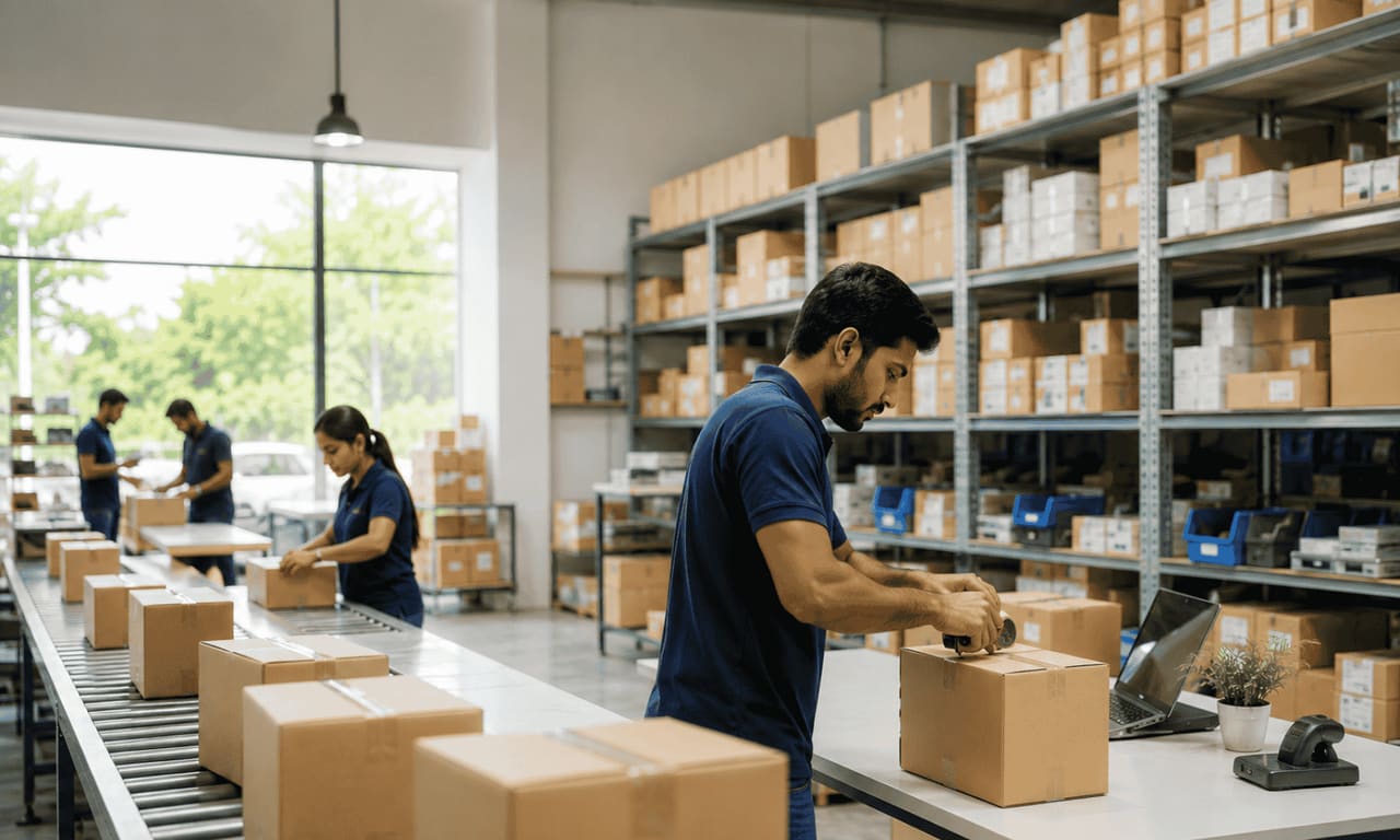 Ecommerce fulfillment warehouse operations with scan-based picking and dispatch