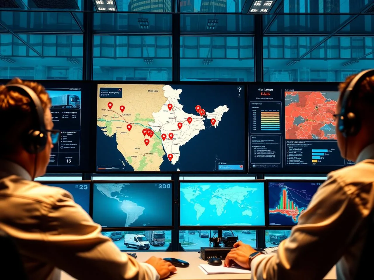 AAJ Swift TMS control room with live shipment dashboards